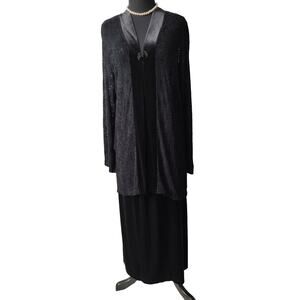 Mirasol Woman 2 piece Out Fit Black Size XL Crochet Cover up Black Velvet Skirt